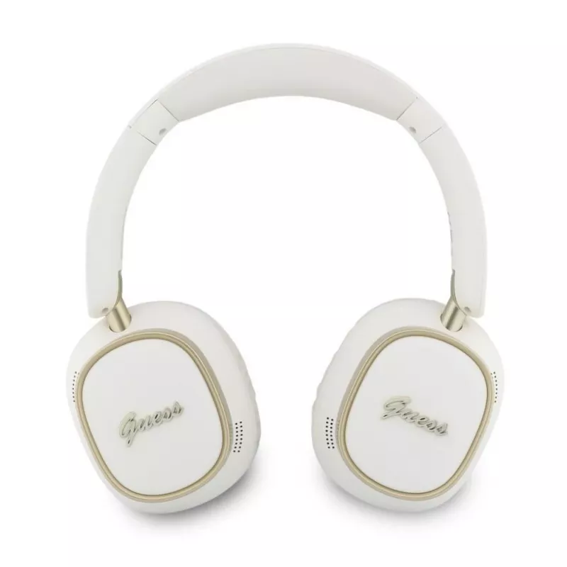 Guess cuffie Bluetooth ENC Rectangle Metal Script over-ear Bianco