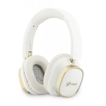 Guess cuffie Bluetooth ENC Rectangle Metal Script over-ear Bianco