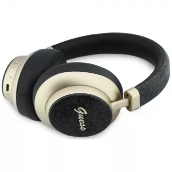 Guess GUE005456 cuffie Bluetooth over-ear con ENC, 4G Gold Script Metal, Nero