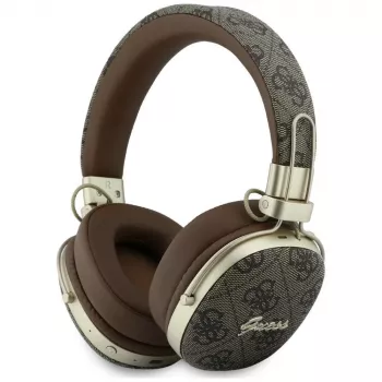 Guess GUE005462 Cuffie Bluetooth over-ear con ENC, design in metallo, 4G Script Logo, Braun