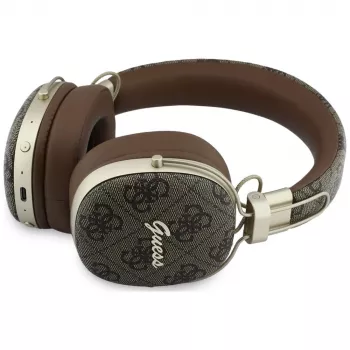 Guess GUE005462 Cuffie Bluetooth over-ear con ENC, design in metallo, 4G Script Logo, Braun