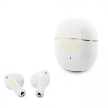 GUESS Glossy Gold Line Classic TWS Earbuds Bianco
