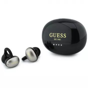 Guess Open-Wearable Cuffie Stereo Bluetooth con finitura metallica, parti elettroplaccate e logo classico nero
