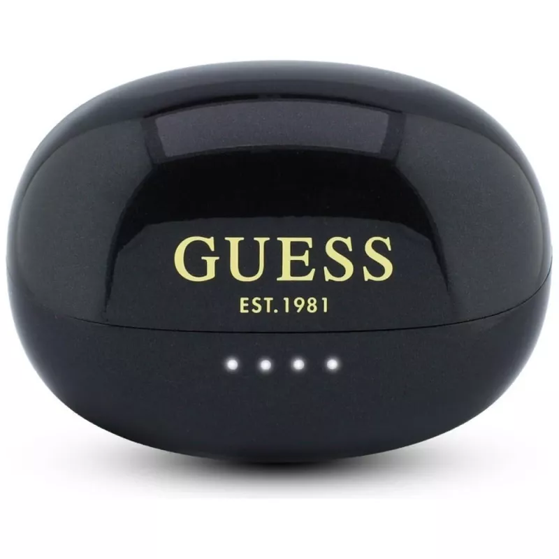 Guess Open-Wearable Cuffie Stereo Bluetooth con finitura metallica, parti elettroplaccate e logo classico nero