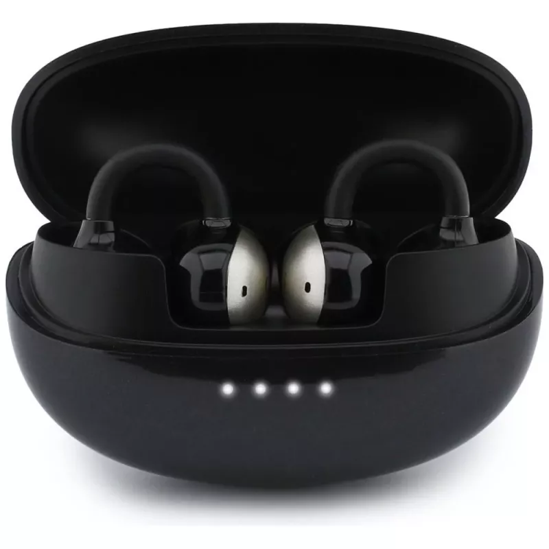 Guess Open-Wearable Cuffie Stereo Bluetooth con finitura metallica, parti elettroplaccate e logo classico nero