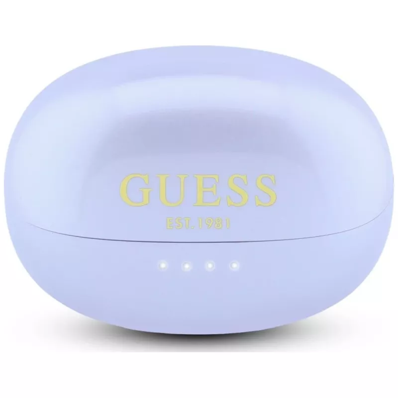 GUESS Cuffie wireless open-ear con finitura metallica e parti placcate, logo classico, Lila