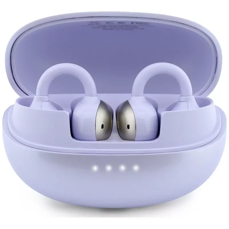 GUESS Cuffie wireless open-ear con finitura metallica e parti placcate, logo classico, Lila