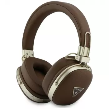 Guess GUE005460 Cuffie Bluetooth on-ear con ENC, Braun, logo triangolo metallizzato