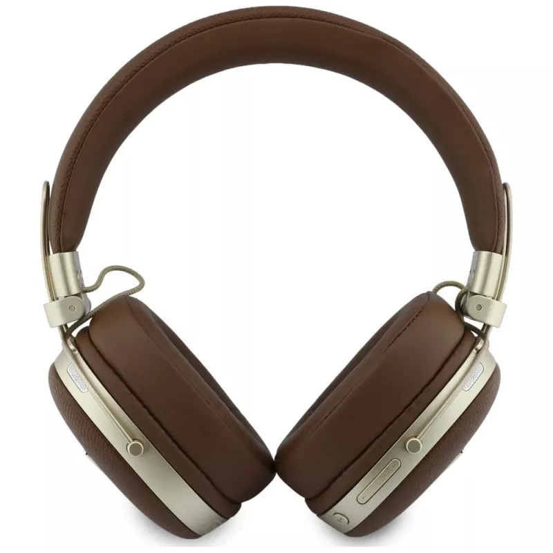Guess GUE005460 Cuffie Bluetooth on-ear con ENC, Braun, logo triangolo metallizzato