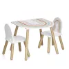 Zeller Present 13536 set mobili per bambini - tavolo e 2 sedie, bianco/legno naturale, MDF, dai 3 anni