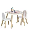 Zeller Present 13536 set mobili per bambini - tavolo e 2 sedie, bianco/legno naturale, MDF, dai 3 anni