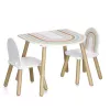 Zeller Present 13536 set mobili per bambini - tavolo e 2 sedie, bianco/legno naturale, MDF, dai 3 anni