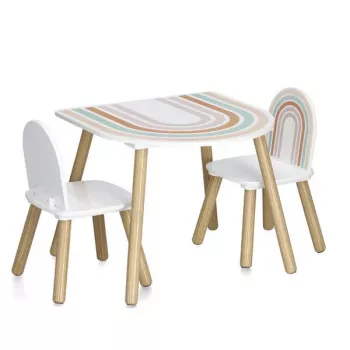 Zeller Present 13536 set mobili per bambini - tavolo e 2 sedie, bianco/legno naturale, MDF, dai 3 anni