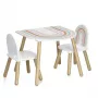Zeller Present 13536 set mobili per bambini - tavolo e 2 sedie, bianco/legno naturale, MDF, dai 3 anni