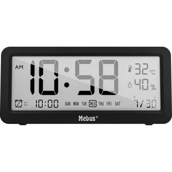 MEBUS 25819 sveglia al quarzo digitale LCD nera