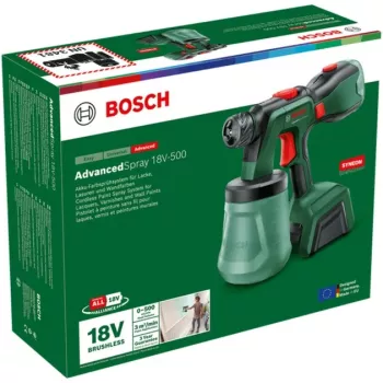 Bosch AdvancedSpray 18V-500 pistola a spruzzo per vernici a batteria (unità base, verde, POWER FOR ALL ALLIANCE)