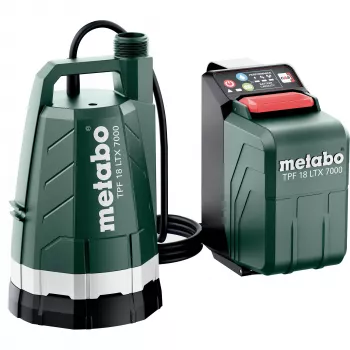 Pompa sommergibile a batteria Metabo TPF 18 LTX 7000 7000 l/h prevalenza 9 m 18 V IPX8 (nero/verde, senza batteria e caricabatterie)