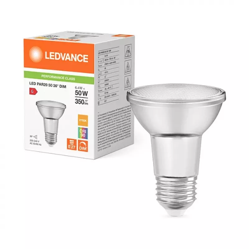 OSRAM PAR20 50W 6.4W 927 E27 lampada LED a riflettore dimmerabile 350 lm 2700K bianco caldo