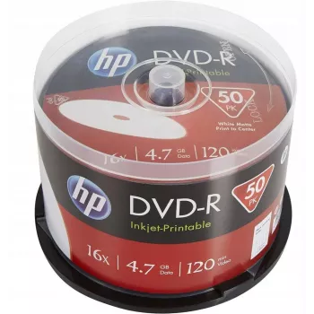 DVD-R Verbatim HP stampabili inkjet a mandrino (50 dischi) - 16x, 4.7 GB, AZO Dye, superficie stampabile bianca
