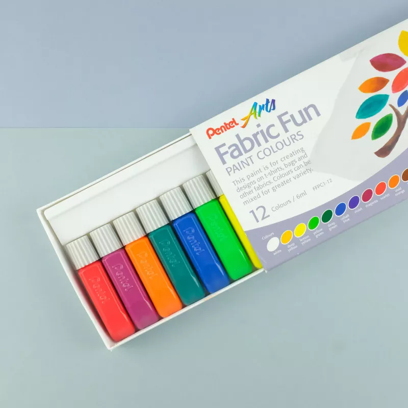 Pentel Arts FFPC1-12 set colori per tessuto, colori assortiti, 12 tubi da 6 ml
