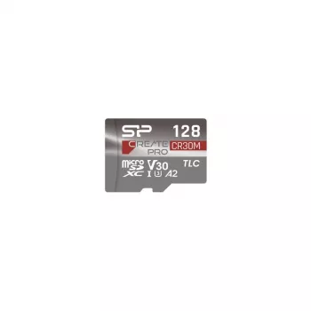 Silicon Power CreatePro CR30M 128 GB scheda microSDXC con adattatore SD, UHS-I U3, V30, A2, Class 10, fino a 160 MB/s in lettura