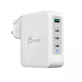 J5CREATE 130W GaN USB-C caricatore 4 porte - UK bianco grigio