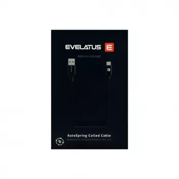 Evelatus AutoSpring cavo a spirale USB A a USB C 1,2 m nero