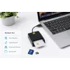 iLike lettore di schede smart USB 4-in-1 con supporto SIM, SD e micro-SD, lettore CAC per documenti, carte bancarie, eID e schede di memoria, nero