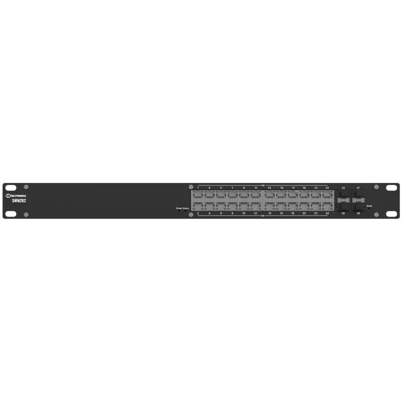 TELTONIKA SWITCH MANAGED SWM282 24X1GB RJ45, 4X1GB SFP, 12 X POE+ 300W TOTAL