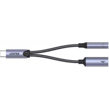 UNITEK adattatore USB-C a ingresso audio 3,5mm & USB-C 60W PD (Space Grey)