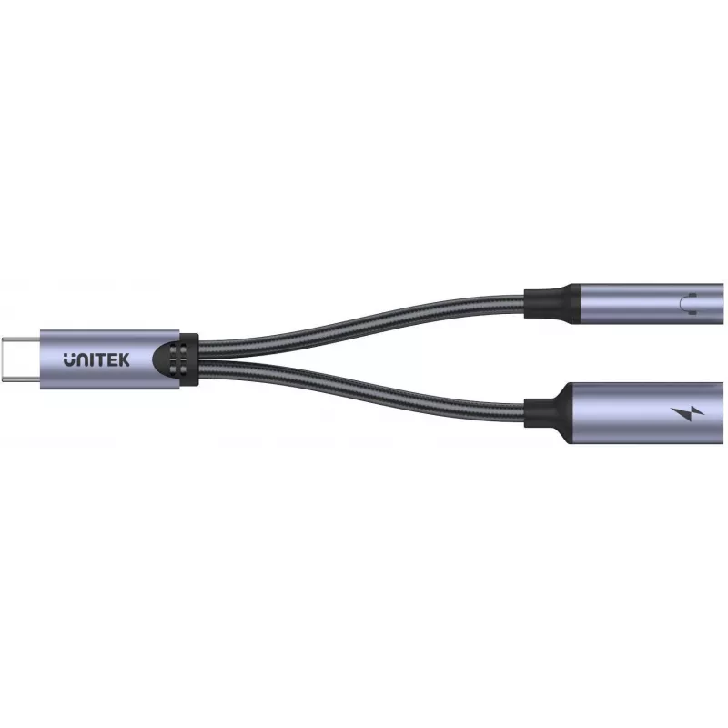 UNITEK adattatore USB-C a ingresso audio 3,5mm & USB-C 60W PD (Space Grey)