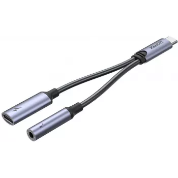 UNITEK adattatore USB-C a ingresso audio 3,5mm & USB-C 60W PD (Space Grey)