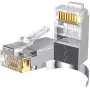 UNITEK connettore RJ45 Cat.7 pass-through confezione da 50, schermato, placcato oro, trasparente