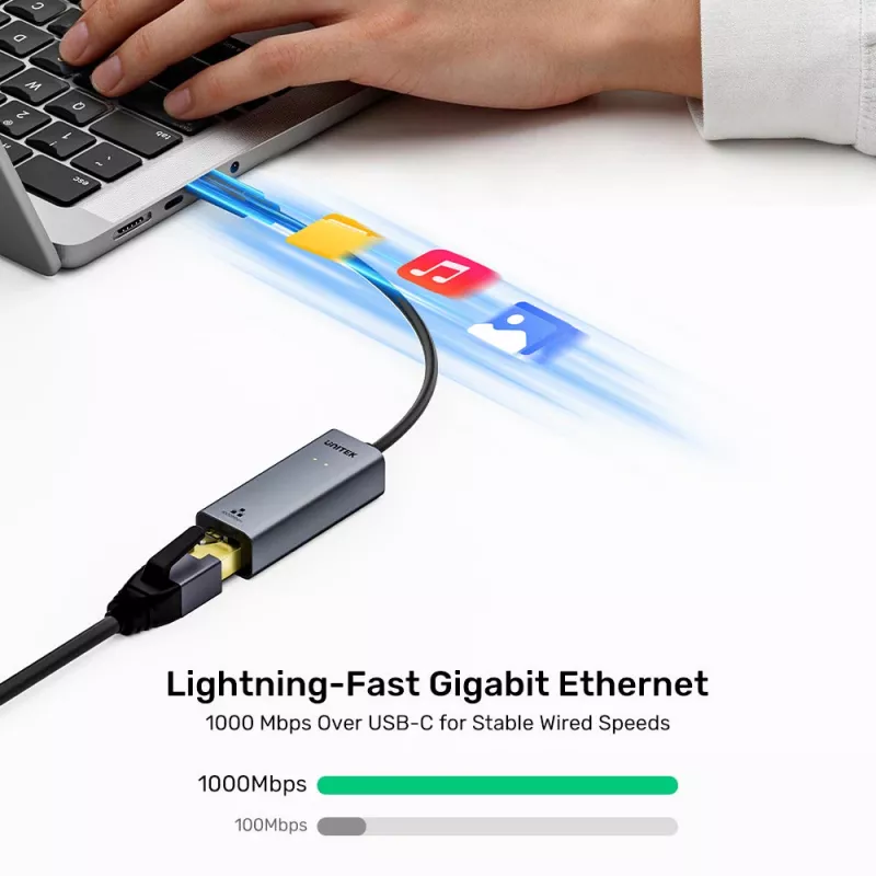 UNITEK adattatore USB-C a Gigabit Ethernet 1Gbps - Space Gray