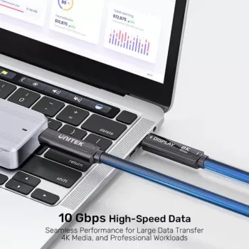 UNITEK cavo ottico attivo USB-C 5m - 10Gbps, PD 60W, 8K@30Hz, nero