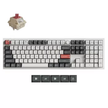 Keychron Q6U-P1 100% tastiera da gaming meccanica full-size, switch Gateron G Pro 3.0 Milk POM Red, hot-swap, polling rate 8K, RGB, QMK/VIA, case in alluminio CNC, keycap PBT double-shot, cavo USB-C con filo