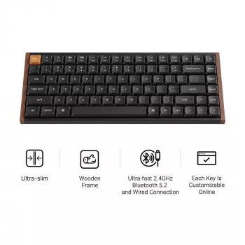Keychron K3M-F1 Tastiera meccanica 75% Low-Profile, Gateron Red Switch, RGB Hot-Swap, Bluetooth 5.1 e USB-C, nero