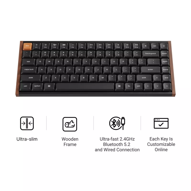 Keychron K3M-F1 Tastiera meccanica 75% Low-Profile, Gateron Red Switch, RGB Hot-Swap, Bluetooth 5.1 e USB-C, nero