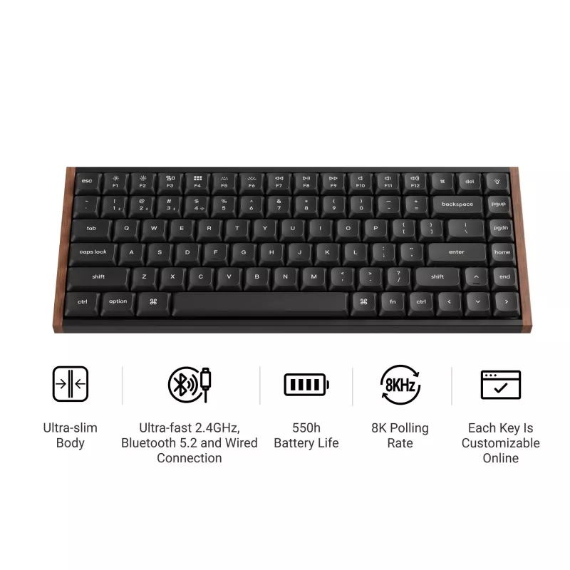Keychron K3U-H3 Tastiera meccanica wireless 75% Milk POM Brown Switch 8K