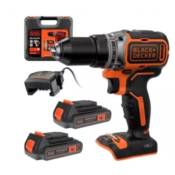 BLACK+DECKER Trapano avvitatore brushless a batteria 18V 52Nm 2x2,0Ah BL186KB