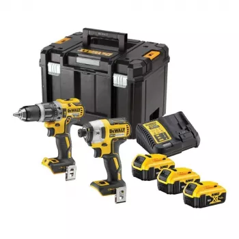 DEWALT 18V XR avvitatore trapano brushless e avvitatore a impulsi Twin Pack DCK266P3T con 3 batterie ricaricabili 5.0Ah, caricabatterie e valigetta TSTAK