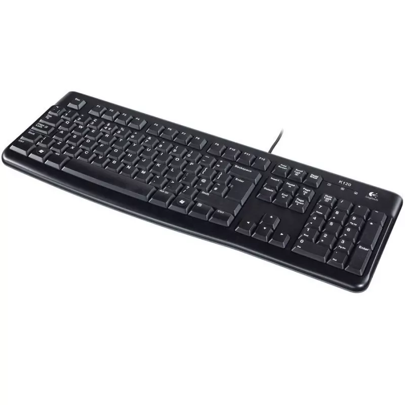 Logitech tastiera K120 RU - cablata USB formato completo layout russo, resistente agli schizzi, nero
