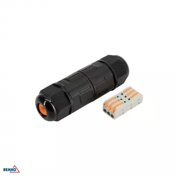 BEMKO Connettore per cavi IP68 a 3 poli, connessione rapida, nero