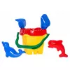 HEMAR set castello di sabbia secchiello setaccio stampi caramelle paletta rastrello 7 pz.