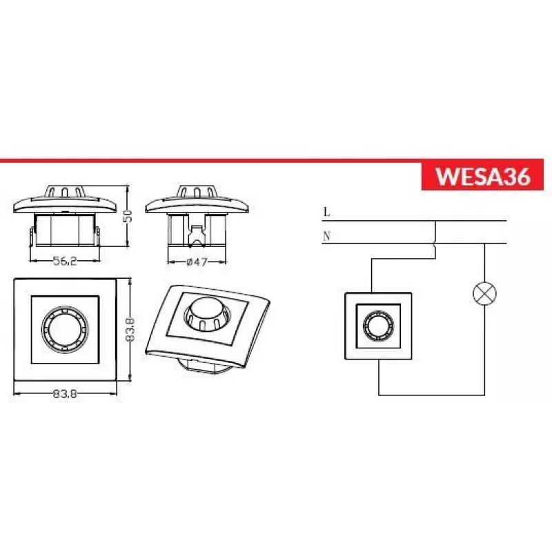 VCX WESA LC 36A dimmer rotativo LED 200/600W bianco