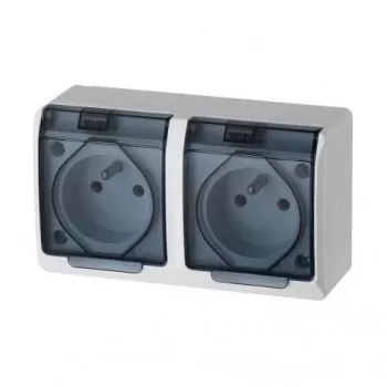 ELEKTRO-PLAST NASIELSK Hermes GNT presa doppia per esterni 16A IP44 con sportello color fumo 0322-01