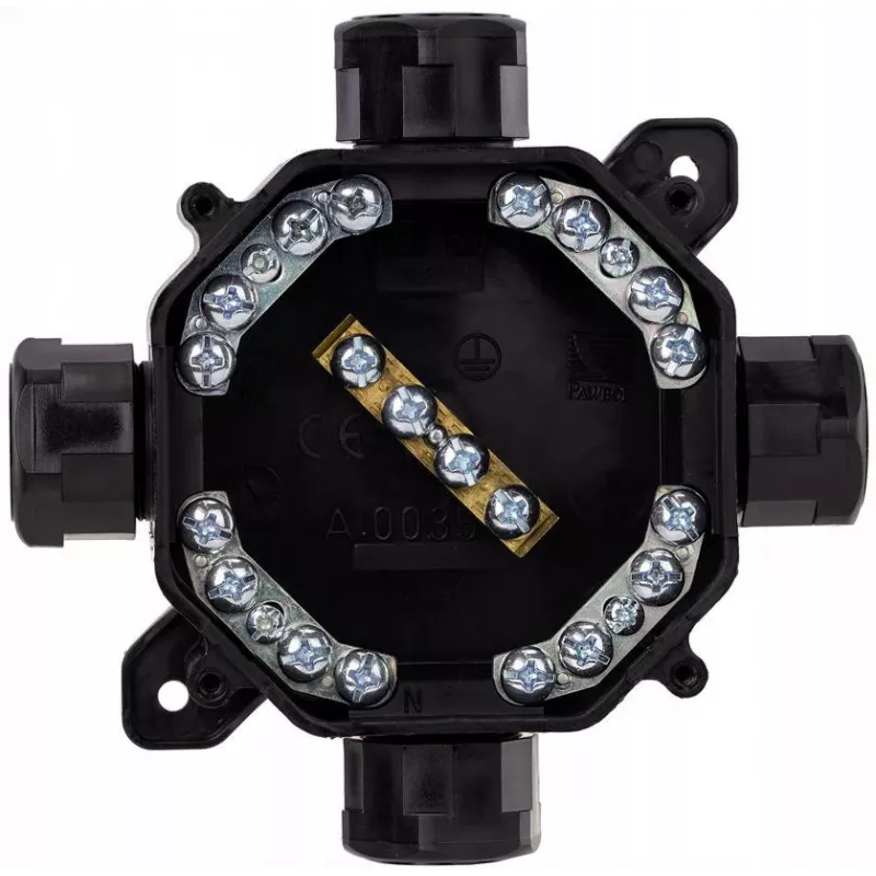 PAWBOL A.0035C scatola stagna da parete PG16, IP67 (5x4mm²), nera