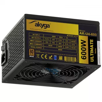 Akyga Ultimate AK-U4-600 alimentatore ATX 600 W, 80 PLUS Bronze, PFC attivo, ventola 120 mm