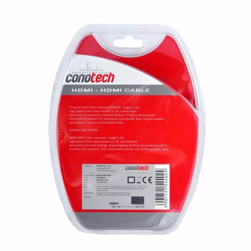 CONOTECH NS-015R cavo HDMI 2.0 1,5m nero