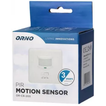 ORNO OR-CR-205 rilevatore di movimento PIR, 360°, 6 m, 230 V, bianco, montaggio a incasso a soffitto